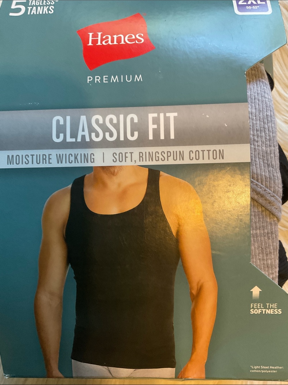 Hanes Men’s 5 Pack Soft, Ringspun Cotton Tagless Tank Tops Size 2XL 50-52